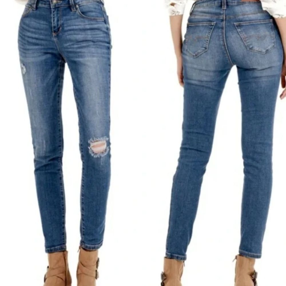 NEW Blue Revival Dark Wash Distressed High Rise Skinny Jeans 29